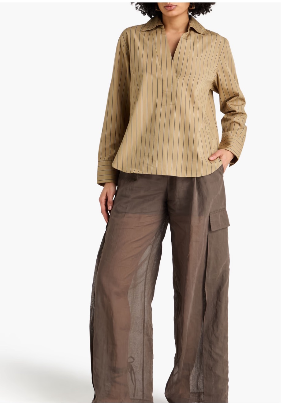 Vince. Striped Cotton-Poplin Blouse
